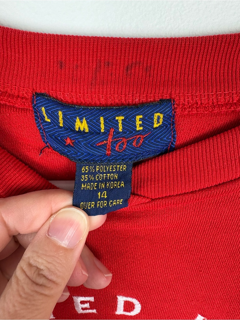 Vintage Limited Too Red Colorblock Crewneck Sweatshirt Gently Distressed 80s 90s - Picture 2 of 10